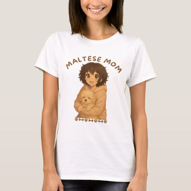 T-shirt Maltese Maman Style Anime (Devant)