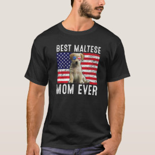 T-shirt Maltese Maman Usa Drapeau Américain Maltais Propri