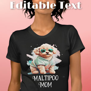 T-shirt Maltipoo Chien Maman Lunettes de soleil