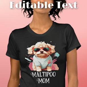 T-shirt Maltipoo Chien Maman Lunettes de soleil