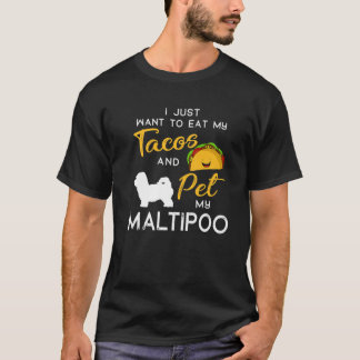 T-shirt Maltipoo Chien Tacos Propriétaire de l'Adulte Noël