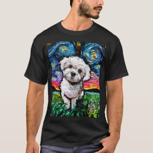T-shirt Maltipoo Starry Nuit blanche maltaise Poodé Art