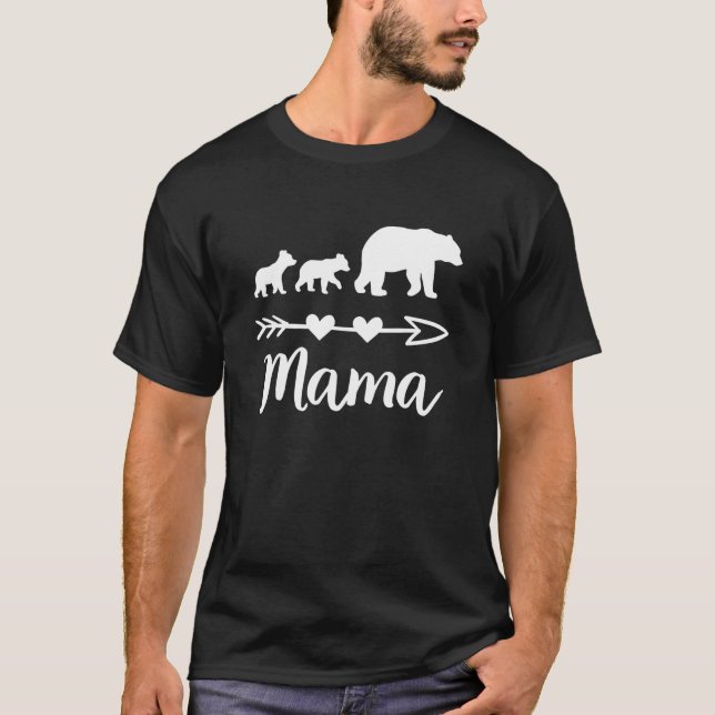 T-shirt Mama Bear 2 Bébés Enfants Maman de deux mignonnes  (Devant)
