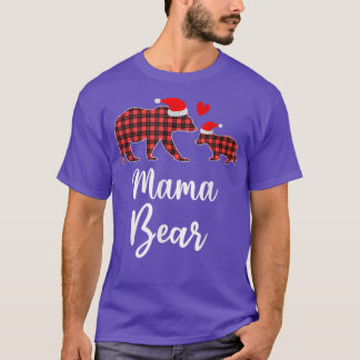T-shirt Mama Bear Buffalo Red Plaid Pajama de Noël Famille