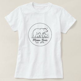 T-shirt Mama Bear EST 2025 Circle Logo Line Art