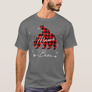T-shirt MAMA BEAR Femmes Red Plaid Christmas Pajama Family