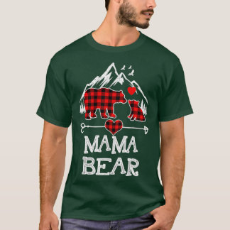T-shirt MAMA BEAR Femmes Red Plaid Christmas Pajama Family