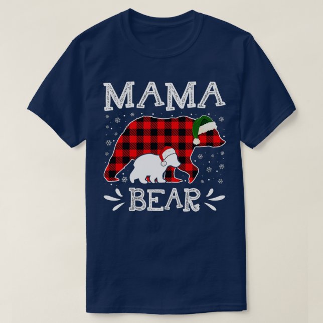 T-shirt Mama Bear Femmes Red Plaid Noël Pyjama Famille (Design devant)