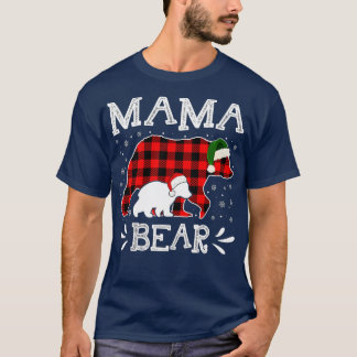 T-shirt Mama Bear Femmes Red Plaid Noël Pyjama Famille