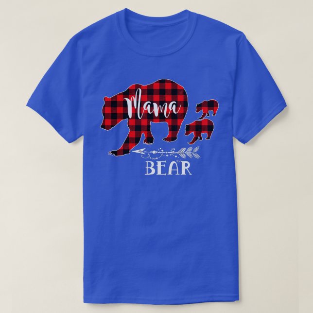 T-shirt Mama Bear Pajama de Noël Rouge Plaid Buffalo Famil (Design devant)