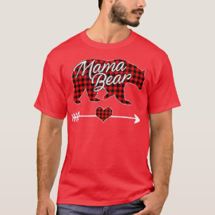 T-shirt Mama Bear Pajama Red Buffalo Plaid Famille