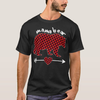 T-shirt Mama Bear Pajama Red Buffalo Plaid Famille