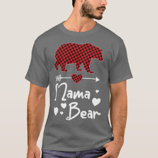 T-shirt Mama Bear Pajama Red Buffalo Plaid Famille