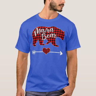 T-shirt Mama Bear Pajama Red Buffalo Plaid Famille