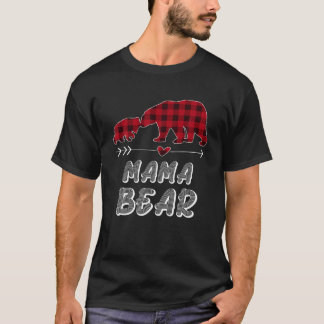 T-shirt Mama Bear Pajama Rouge Buffalo Noël Amusant Chr Fa