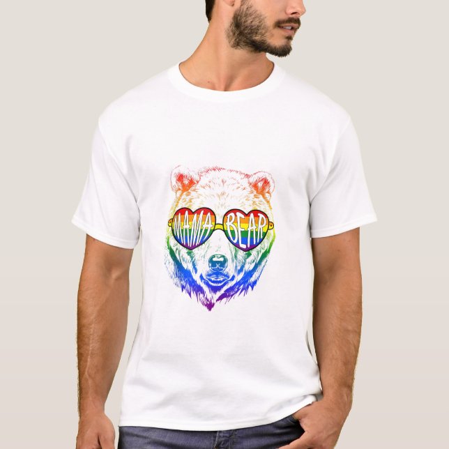T-shirt Mama Bear Rainbow Lunettes de soleil (Devant)
