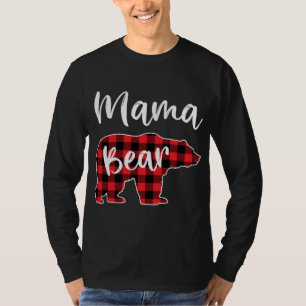 T-shirt Mama Bear Red Plaid Pajama Famille de Noël
