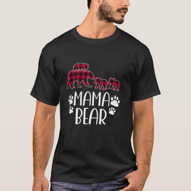 T-shirt Mama Bear Trois Cubs Maman 3 Enfant Mère s Day Lon (Devant)