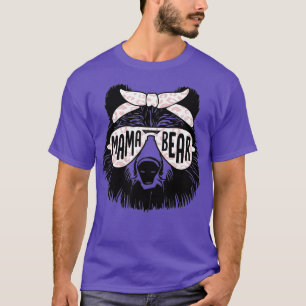 T-shirt Mama Bear Visage Lunettes de soleil Mère cadeau Fê