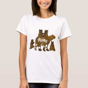 T-shirt Mama Bear With 4 Cubs Maman of Four Children Cadea