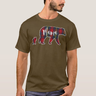 T-shirt Mama Bear with One 1 Cub Tartan Plaid Blue Green R