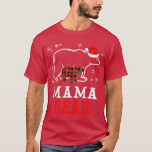 T-shirt MAMA BEAR  Women Red Plaid Christmas Pajama Family