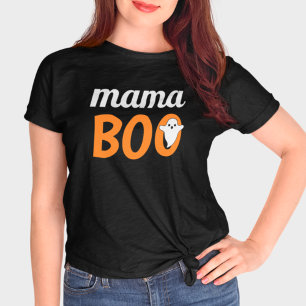 T-shirt Mama Boo Orange Black Halloween Famille Correspond