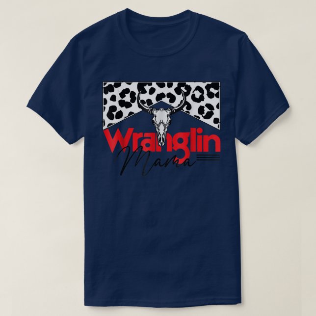 T-shirt Mama Bull Skull Leopard Western Mothers  (Design devant)