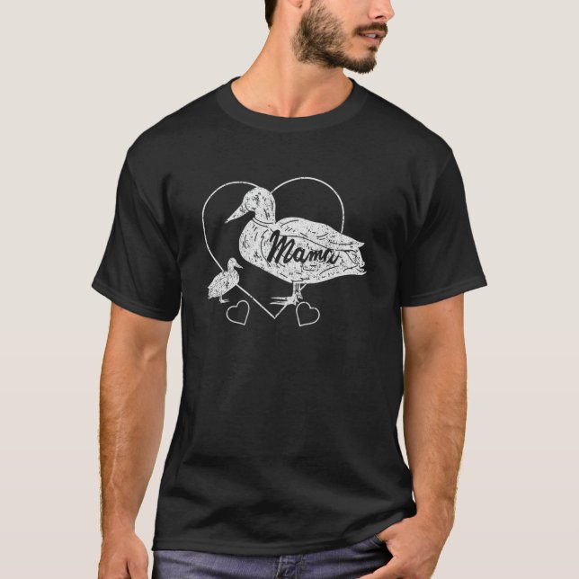 T-shirt Mama Canard Canard Vêtements Amusants Maman Fille (Devant)