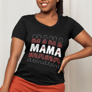 T-shirt MAMA Chemise cardiaque Empreinte de léopard - Mign