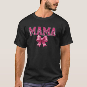 T-shirt Mama Coquette Toile Nœud Papillon Bleu Floral Esth