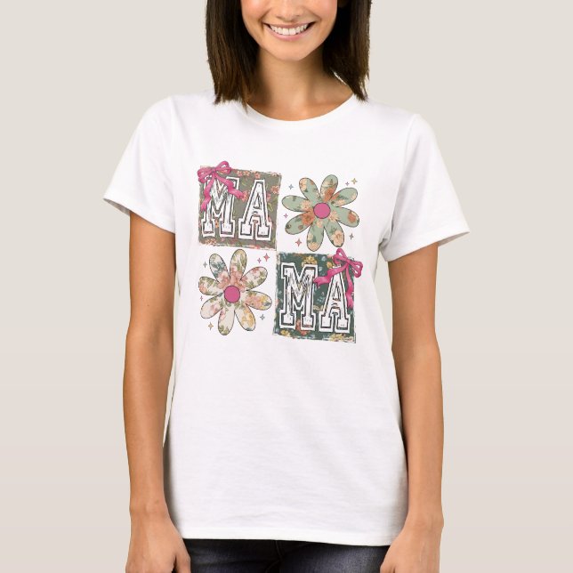 T-shirt MAMA décontracté top tendance, cadeau pour elle (Devant)
