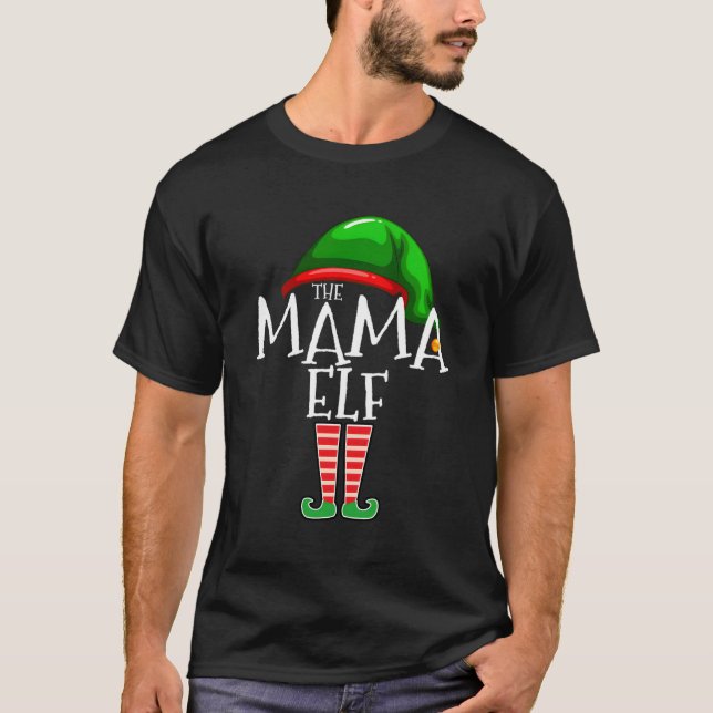 T-shirt Mama Elf Group Matching Famille Noël Cadeau Maman (Devant)
