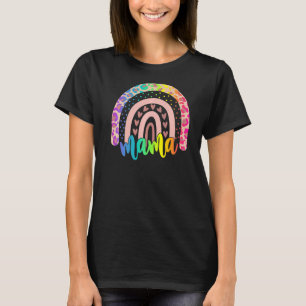 T-shirt Mama Empreinte de léopard Rainbow Family Fête des