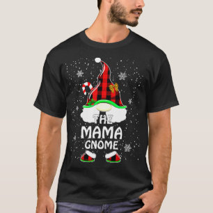 T-shirt Mama Gnome Gnomies Red Plaid Famille Correspondanc