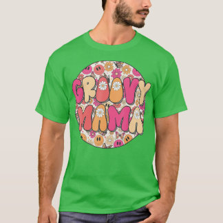 T-shirt Mama Hippie Retro Daisy Flower Smile Face 