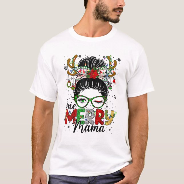 T-shirt Mama Leopard Messy Bun (Devant)