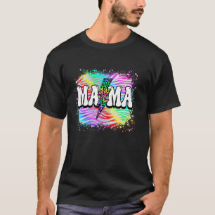 T-shirt Mama Léopard Zèbre Tie Dye Groovy Rétro Famille Mo