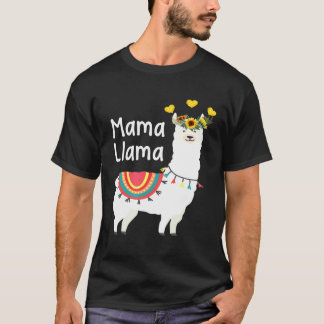 T-shirt Mama Llama Sunflower Cute Llamas Amusante Maman Mè