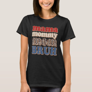T-shirt Mama maman maman Bruh Vintage Leopard Usa Drapeau 