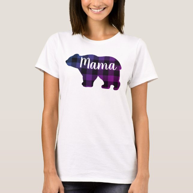 T-shirt Mama mignonne ours violet design mère cadeau de jo (Devant)