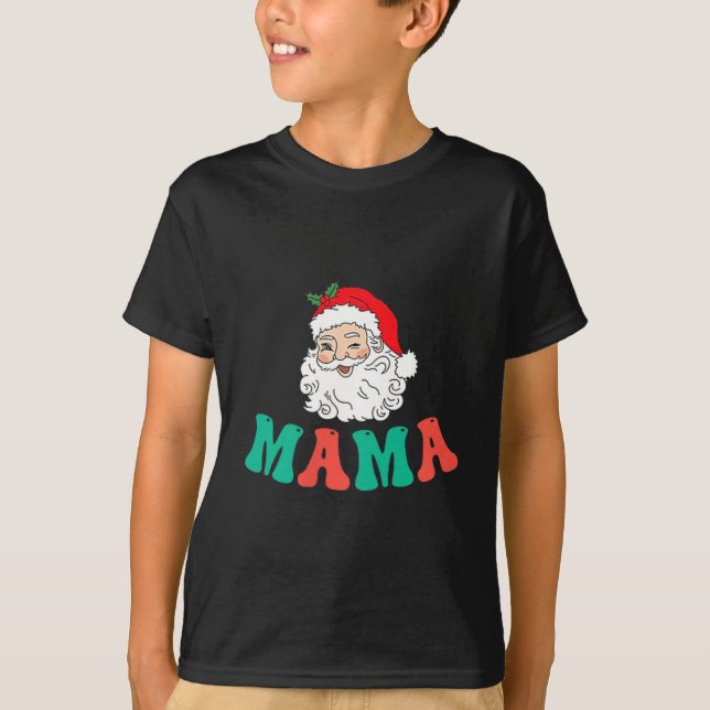 T-shirt Mama Of 1st Birthday Pajamas Christmas Santa Match (Devant)