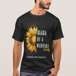 T-shirt Mama of a Warrior Chilhood Cancer, Ruban Oncolog