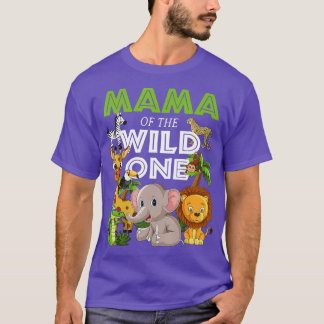 T-shirt Mama of the Wild One Zoo Anniversaire Safari Jungl