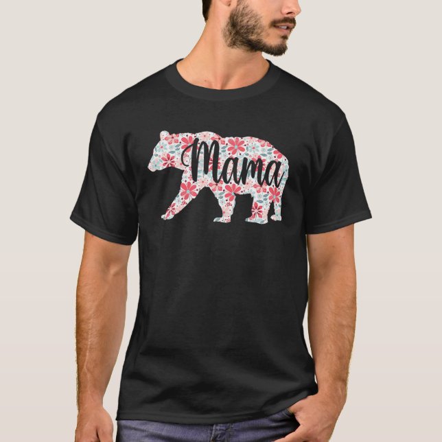 T-shirt Mama Ours Floral Fleur Famille Mignonne Mère s D (Devant)