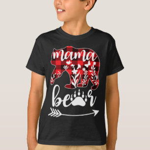 T-shirt Mama Ours Noël Pyjama Buffalo Red Plaid Mama