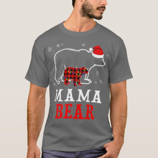 T-shirt Mama Red Plaid Bear Maman Noël Pyjama Correspondan