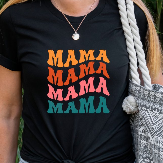 T-shirt Mama Wavy Text Rétro (Créateur téléchargé)