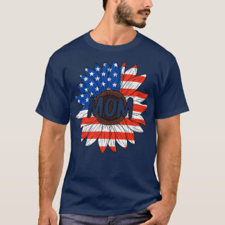 T-shirt Maman 4 juillet USA Sunflower Cute Mama Femmes Par