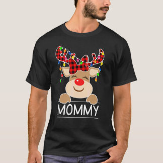 T-shirt Maman à carreaux de buffle Renne Lumière de Noël F